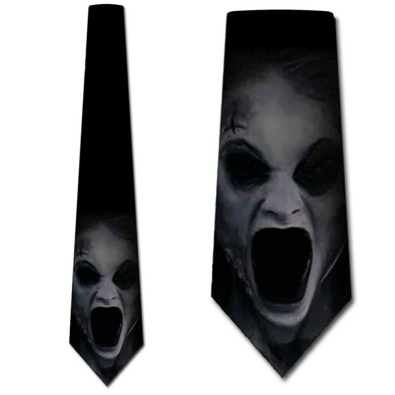 Halloween Ties Mens Horror Screaming Face Scary Necktie by Three Rooker