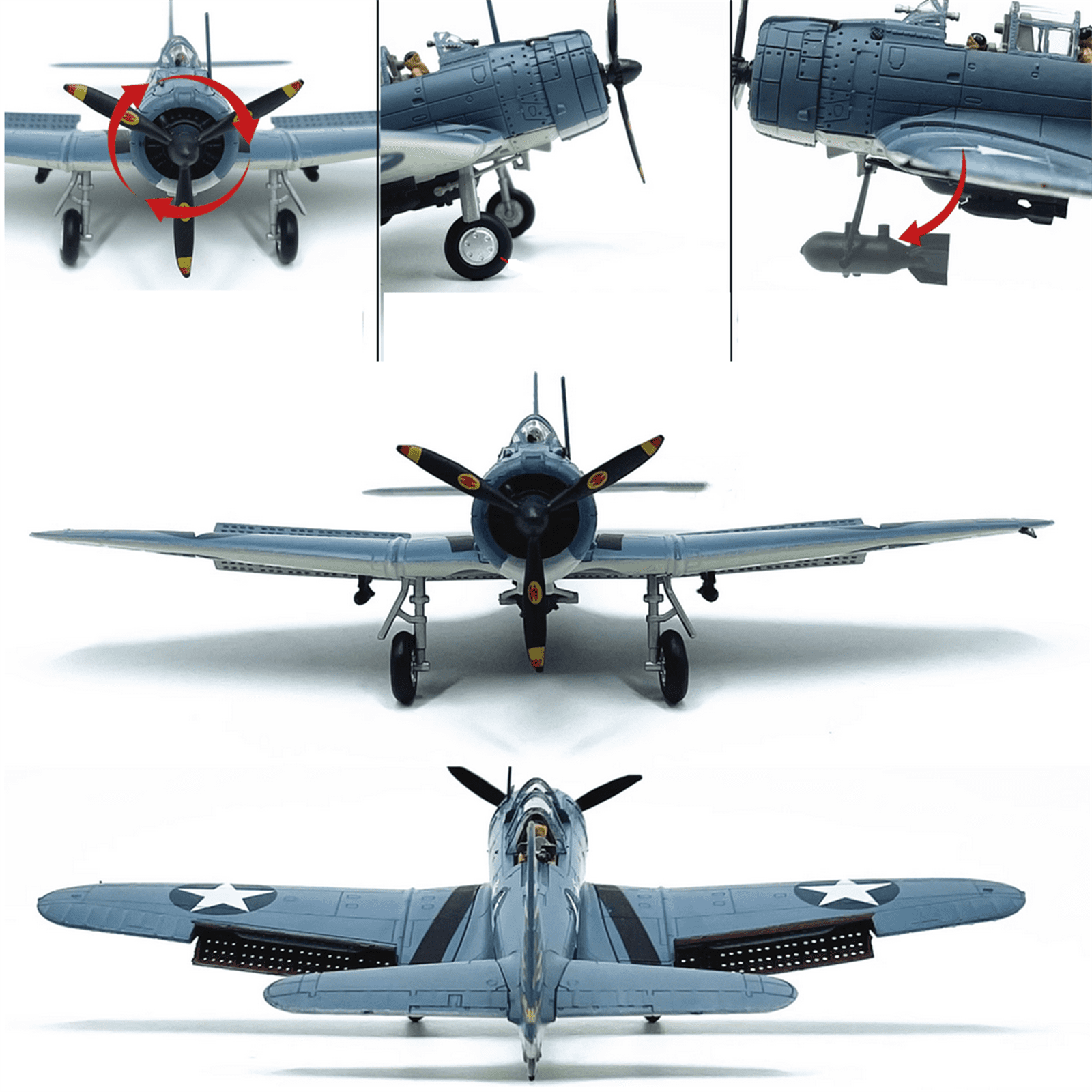 1:72 Scale US SBD-3 Dive Bomber Alloy Aircraft Model Accurate Collectible, for Display and Collection Gifts