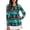Blue Aztec, variant on Striped Four-Leaf Women's Golf Top Quick Dry Soft Athletic Polo Workout Tops Fashionable Quarter Zip Pullover for Tennis Hiking & Outdoor Sports Size XS