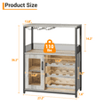 thumbnail image 3 of PIONEERWORKS 3-Tier Wine Bar Cabinet with Detachable Wine Rack and Storage Space, Buffet Cabinet with Glass Holder and Mesh Door, Sturdy MDF Construction for Dining Room Bar & Kitchen, 3 of 9