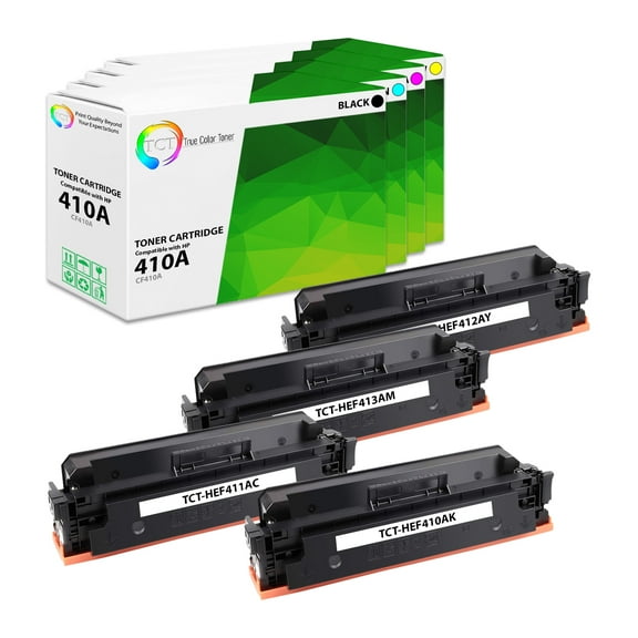TCT 410A Toner Cartridge 4 Pack - Premium Compatible Replacement for HP 410A CF410A CF411A CF412A CF413A
