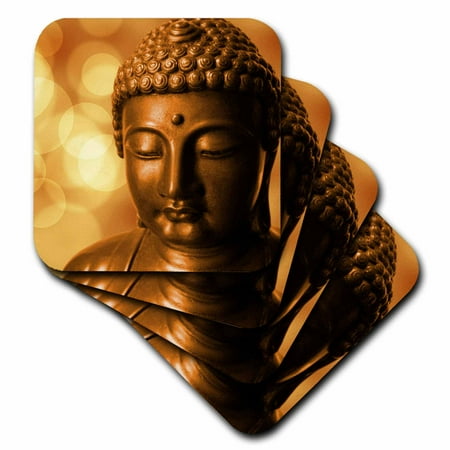 - 3dRose Golden Asia Buddha Symbol - Soft Coasters, set of 4