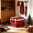 thumbnail image 6 of Yardvibe Christmas Santa Storage Box, 19.69x13.78x13.78 Inch Red Christmas Storage Bin with Lid and Carrying Handle, Foldable Organizer with Lid for Clothes Blankets and Holiday Indoor Storage, 6 of 6