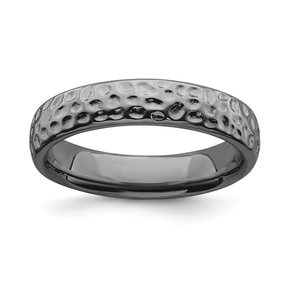 Sterling Silver Stackable Expressions Black-plated Channeled Ring