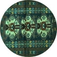 thumbnail image 1 of Ahgly Company Indoor Round Persian Turquoise Blue Traditional Area Rugs, 6' Round, 1 of 4