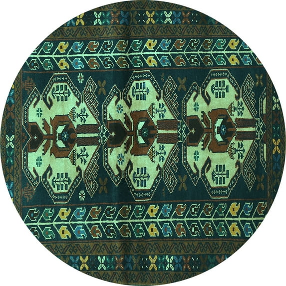 Ahgly Company Indoor Round Persian Turquoise Blue Traditional Area Rugs, 6' Round
