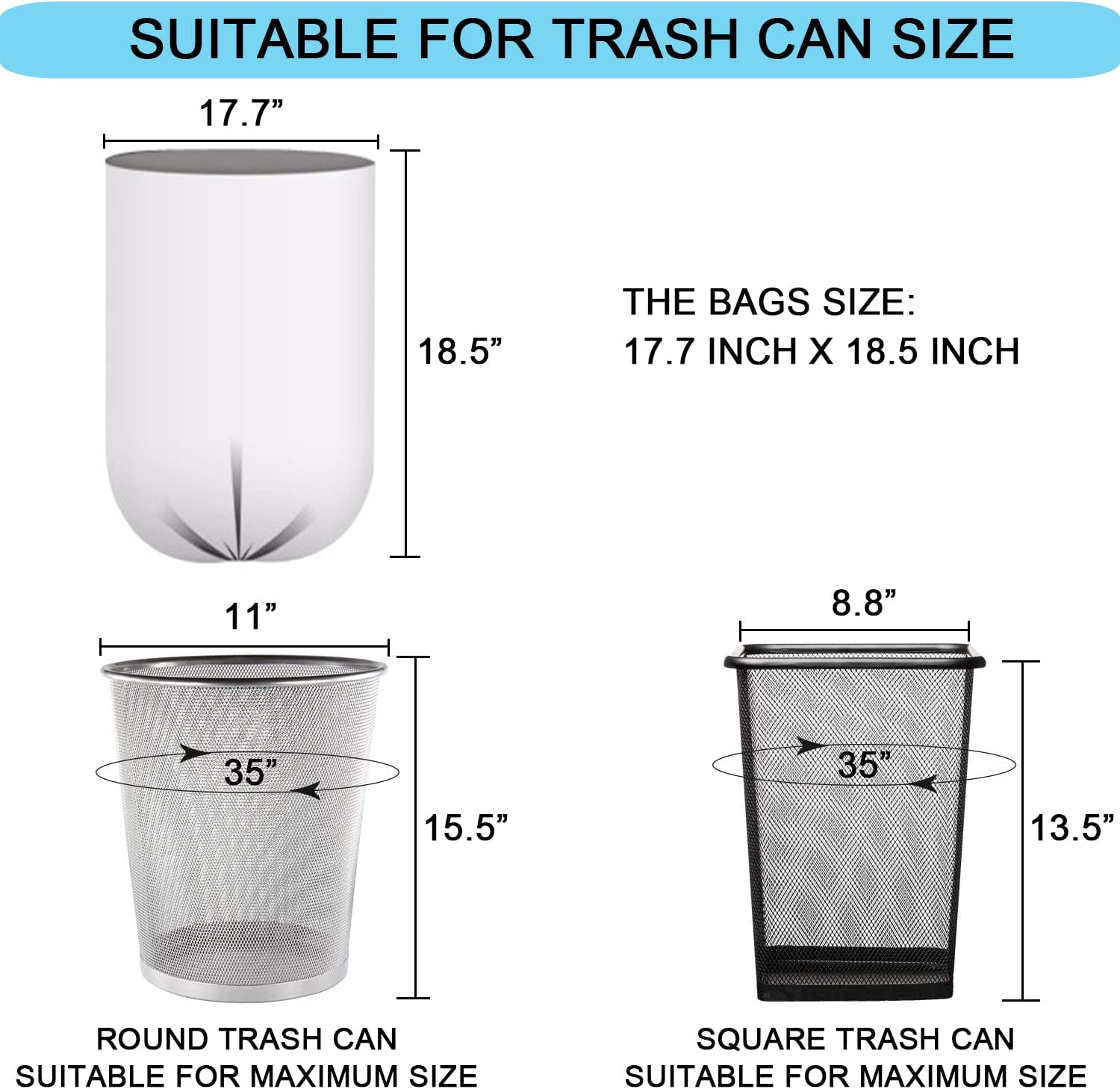 T.FORING Mini Trash Bags 2 Gallon - 240 Count Small Garbage Bags Clear,7.5  Liter Plastic Trash Can Liners,Strong Little Wastebasket Liners for Home