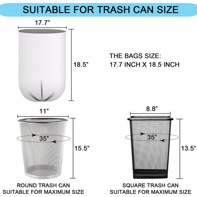 2 Gallon Small Plastic Trash Bags, 7.5 Liters Clear Wastebasket