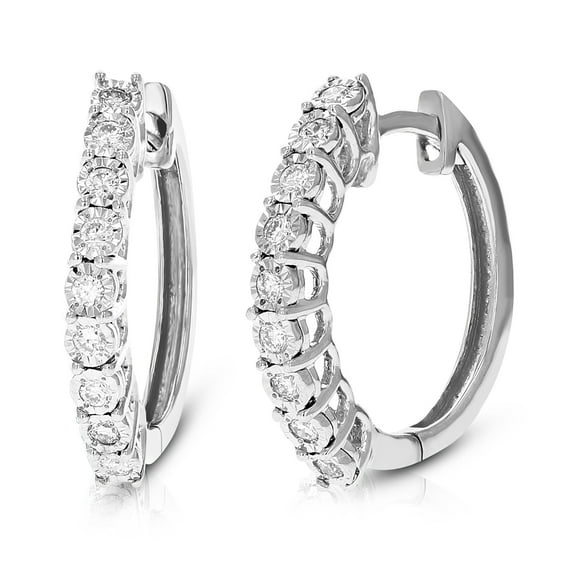 Vir Jewels 1/5 CTTW Lab Grown Diamond Hoops Earrings in Sterling Silver With Hidden Post For Women