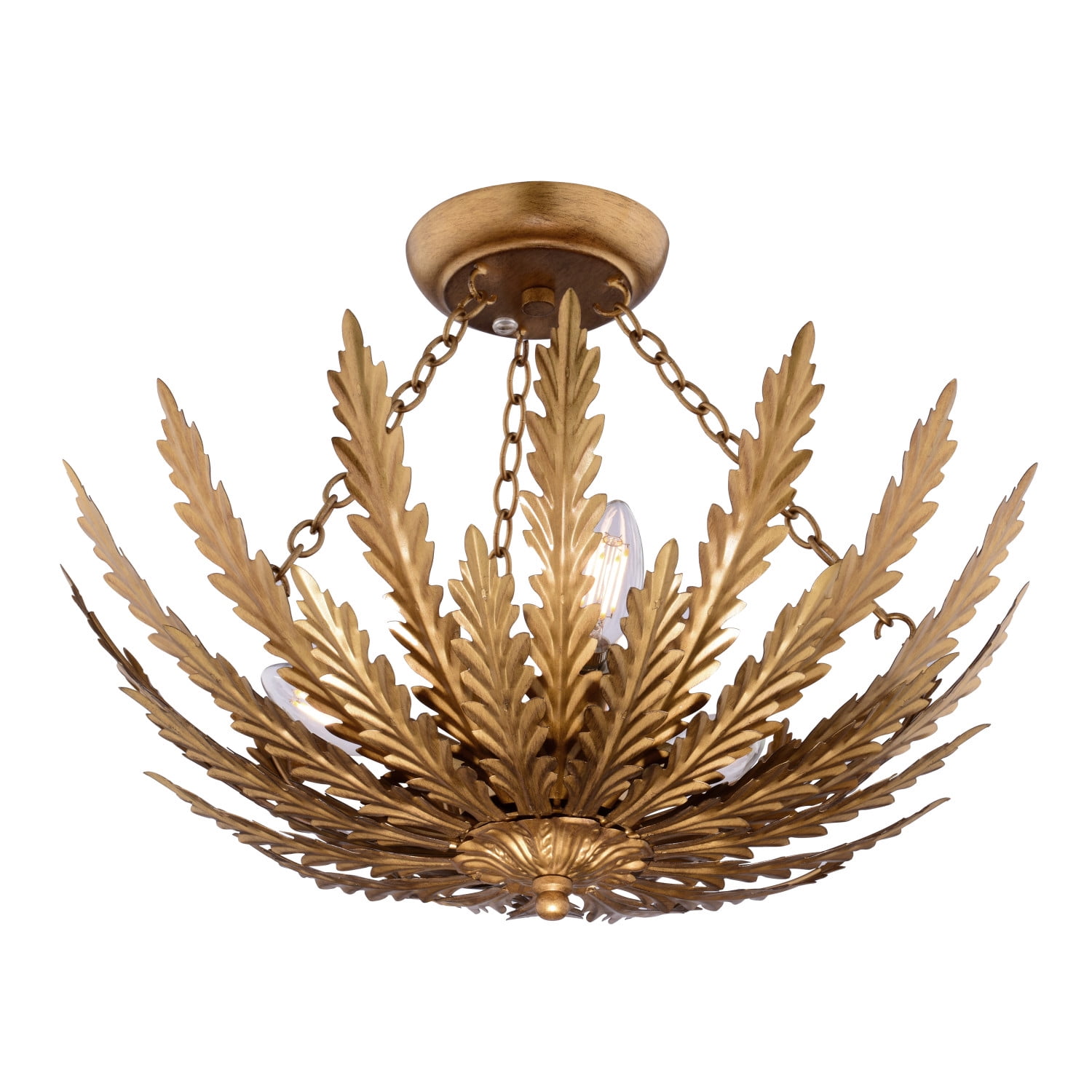 Ozette 18-in W Heritage Gold Semi Flush Mount Ceiling Light Fxiture with Leaf Motif