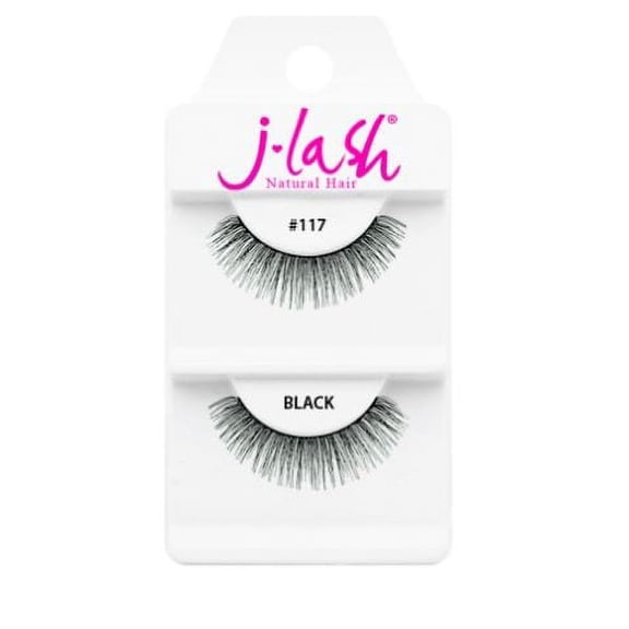 #117 Black , J Lash Daily Eyelashes, hair scalp beauty - Pack of 3 w/ Sleek 3-in-1 Comb/Brush