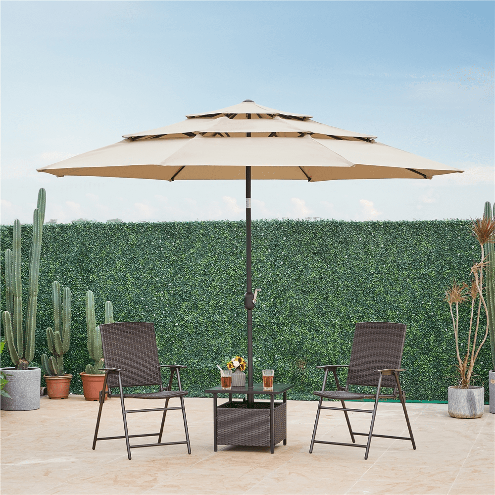 Renwick 10ft Outdoor Vented Table Umbrella with 8 Sturdy Ribs, Tan