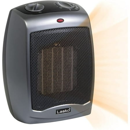 Lasko 9" 1500W Portable Ceramic Electric Space Heater with Tip-Over Switch, Gray, 754201, New