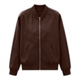 thumbnail image 3 of QQNHM Waterproof Bomber Jacket For Women Full Zip Long Sleeve Windbreaker Coat Fall Casual Outerwear, 3 of 7