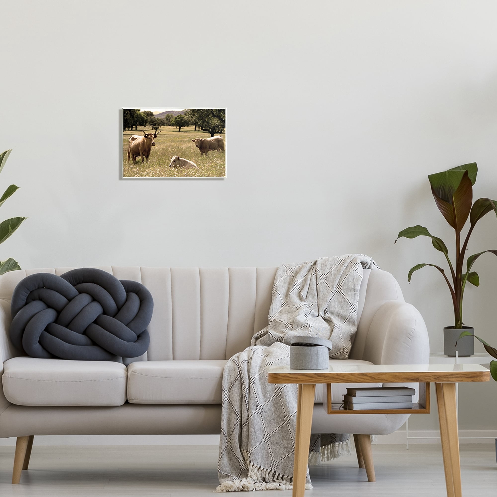 Stupell Industries Three Cattle Relaxing Grassland Pasture Rural Farm Trees Photograph Unframed Art Print Wall Art, Design by Daphne Polselli