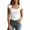 White, variant on Cropped T Shirts for Women Summer Short Sleeve Lace Square Neck Bow Front Ribbed Slim Fitted Crop Top Y2k Going out Tops
