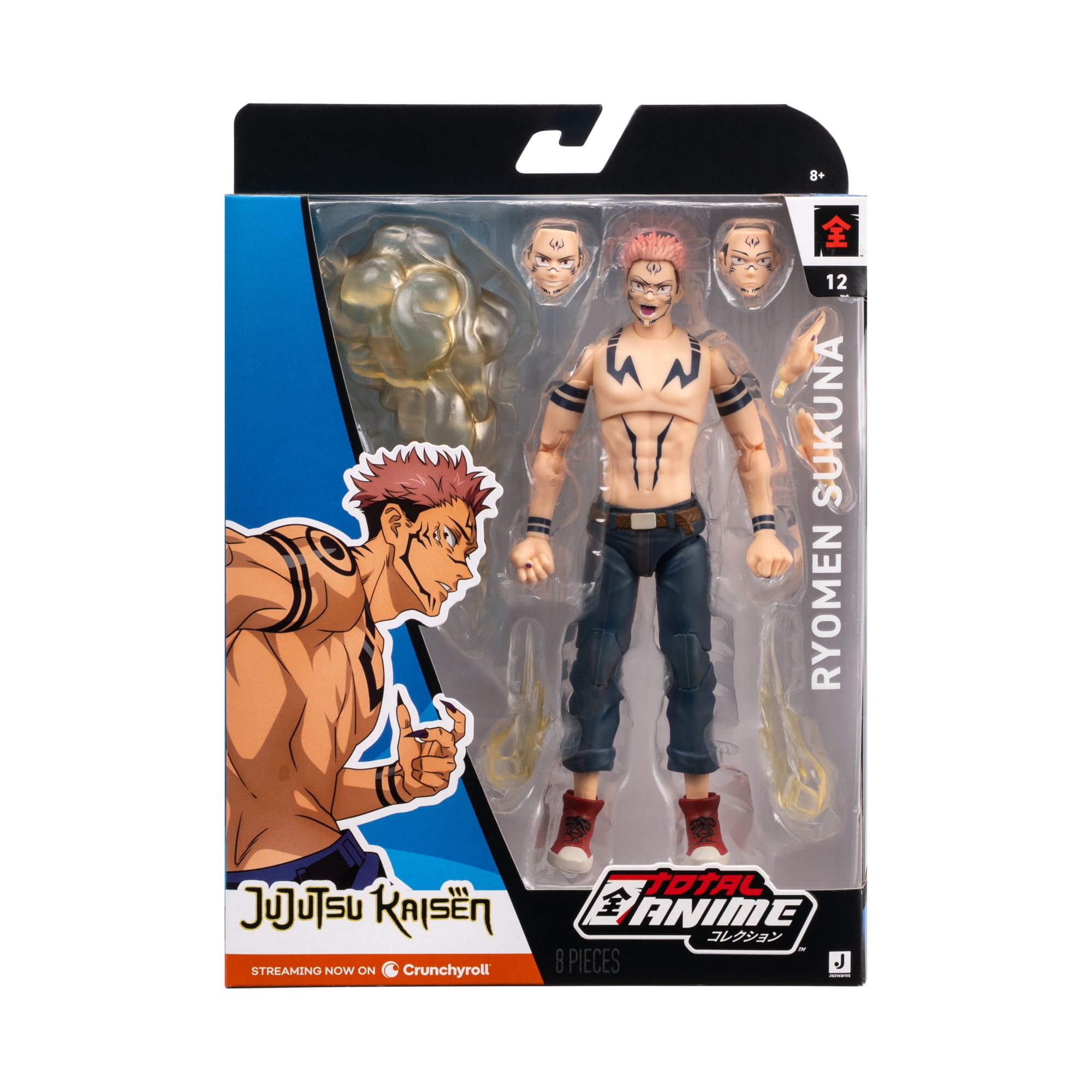 Total Anime Ryomen Sukuna - 6.5-Inch Figure with Swappable Faceplates, Alternate Hands, and Energy Effects