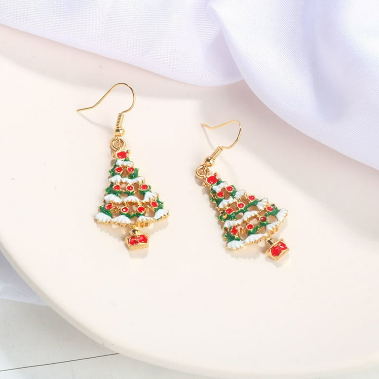 Cheer US Christmas Earrings for Women Xmas Dress Up Jewelry Earrings Christmas Tree Earrings Leaf Earrings Red Bule Ball Earrings