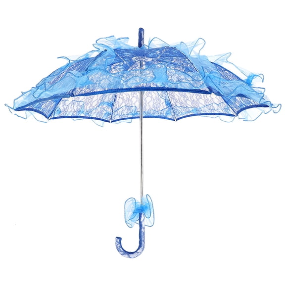 Vintage Lace Bride Parasol Dancing Umbrella Photo Prop for Wedding Bridal Decoration[Blue]