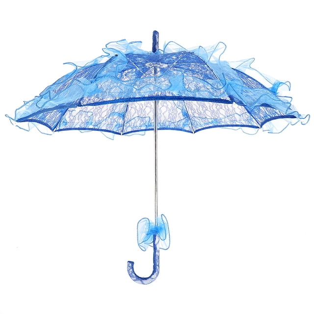 Paraguas de encaje de algodón para novias, ideal para bodas, bailes y fotografía (azul)