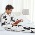 thumbnail image 6 of Sikiie Monochrome Flying Ravens Mens Pajama Set, Soft Warm Long Sleeve Sleepwear, Cozy Button-Down Pjs for Men-Large, 6 of 7