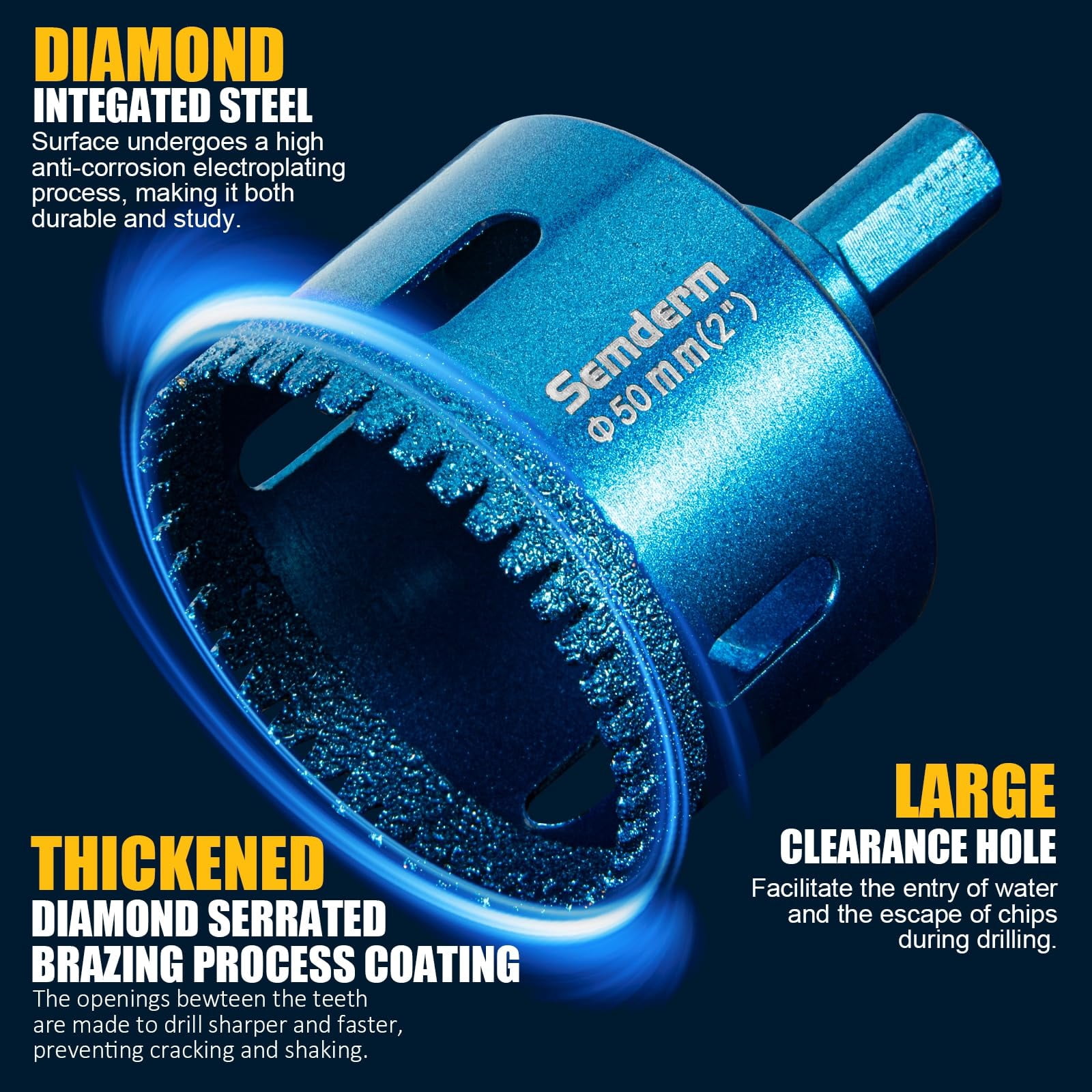 Diamond Hole Saw Kit Tile Hole Saw Kit 10 PCS Serrated Brazing Core Drill Bit Set with EVA Hole Saw Guide Jig Diamond Drill Bits for Porcelain Tile Glass Ceramic Stone Granite Marble