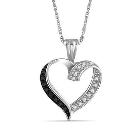 JewelersClub Black Diamond Accent Sterling Silver Open Heart Pendant