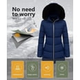 thumbnail image 5 of Women's Winter Coats Waterproof Windproof Warm Thicken Hooded Puffer Jacket, Navy 3XL, 5 of 7