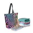 thumbnail image 2 of FORMRS Womens Canvas Tote Bag with Zipper Inner Pocket Shoulder Handbag, Pink Wavy Plaid, 2 of 7