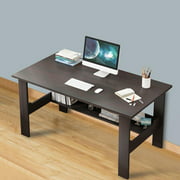 Home Desktop Computer Desk Simple Student Desk Office Bedroom Study Desk 110x45x72, Black Walnut 110cm