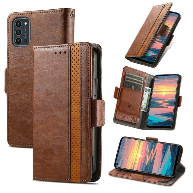 Étui pour OUKITEL K9 Pro, Couverture Portefeuille en Cuir, Étui Folio, Design à Rabat, Fermeture Magnétique - Brun