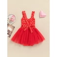thumbnail image 4 of Bagilaanoe Newborn Baby Girl Valentine's Day Rompers Dress Heart Sequins Sleeveless Backless Bodysuits Skirts 6M 12M 18M 24M Infant Patchwork Dress, 4 of 9