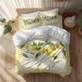thumbnail image 2 of Summer Lemons Full Size Comforter Set, Pastoral Yellow Fruit Plant Leaves Floral Plaid Bedding for All Seasons, 4 Pcs Bed Set, 1Quiltcover (86"x86") ,1Sheet(80"x116"), 2Pillowcases (30"x20"), 2 of 9