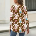 thumbnail image 4 of Lumtrix Womens Easter Top Casual Crew Neck 3/4 Sleeve Shirts Cute Bunny Graphic T Shirt Loose Spring Summer Colored Eggs Print Clothes 2026 Brown XL, 4 of 4