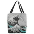 thumbnail image 5 of ArtVerse Katsushika Hokusai The Great Wave Tote Bag Blue & Red 18 x 18, 5 of 5