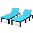 thumbnail image 3 of Gymax Lot de 2 Chaises Longues de Patio en Rotin Réglables avec Coussin Turquoise, 3 of 10