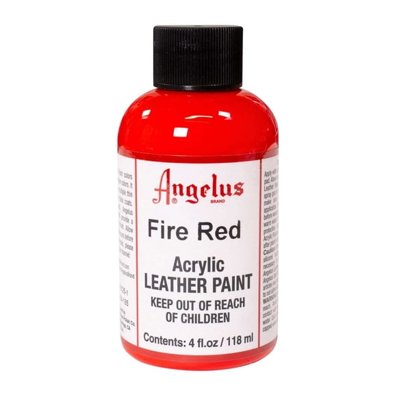 Angelus Acrylic Leather Paint 118ml (4oz) Waterproof Flexible Paint for Sneakers Shoes Bags Leather DIY Craft,Fire Red