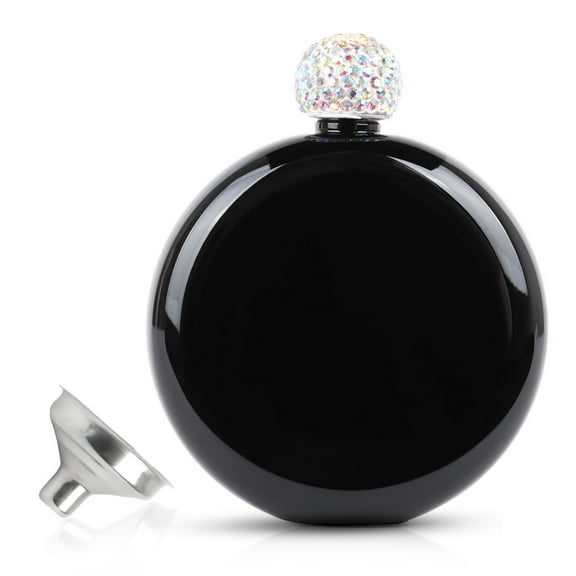 Toptie Black Flask for women, 5OZ Black Bride Flask, Stainless Steel Small Whiskey Wine Containers