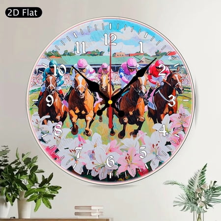 Welcome Books and Floral Garden Round Wall Clock Silent Non Ticking Wall Art