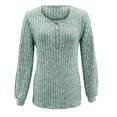 thumbnail image 7 of Jewelreauty Womens Solid Color Long Sleeve Loose Round Neck Sweater Blouse Button Knit Casual Tops Clothing (L, Green), 7 of 7