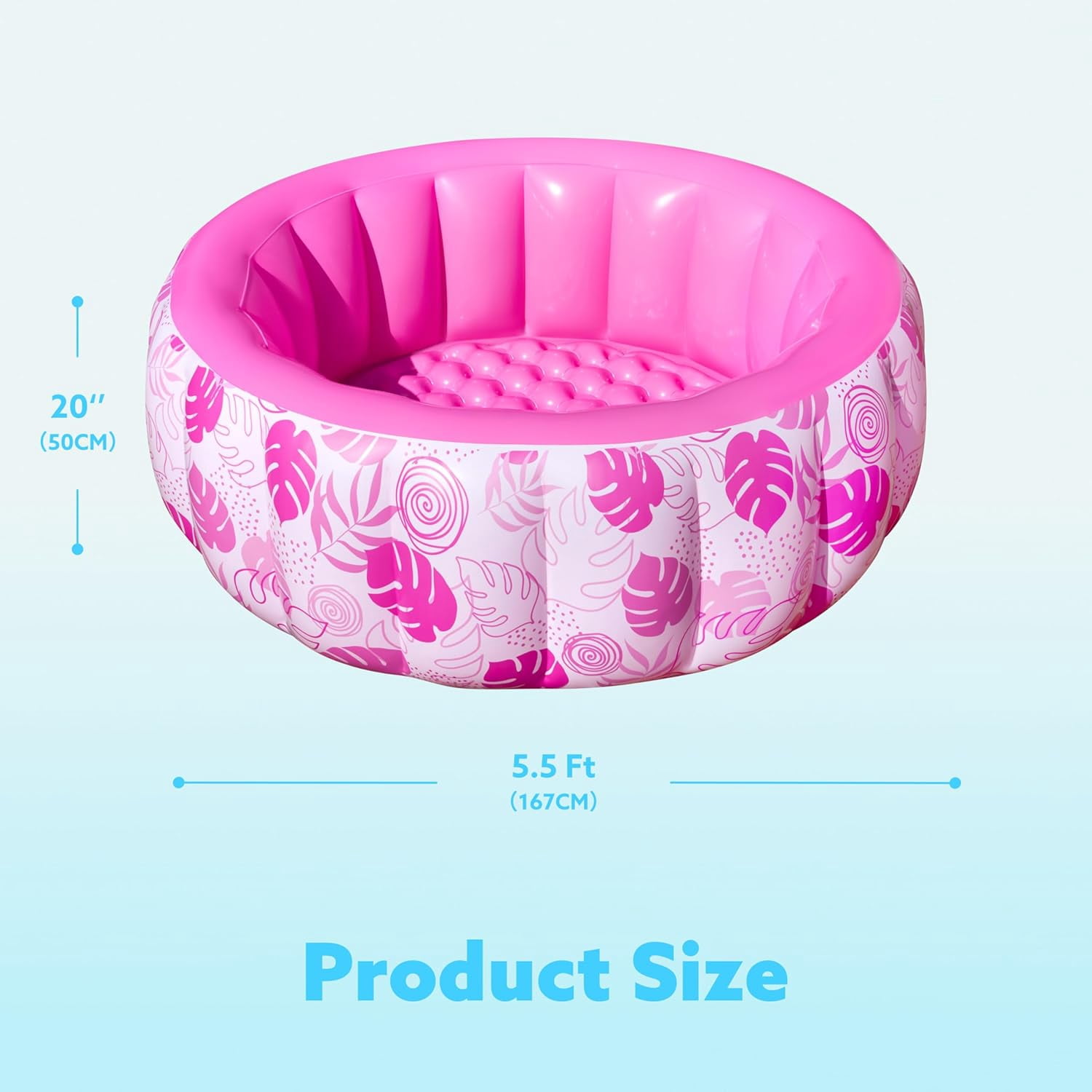 Inflatable Swimming Pool,5.5ft x 20 Inch Full-Sized Blow Up Durable Thickened Luxury Above Ground Family Pool with Comfortable Backrest for Summer Water Party Backyard Garden Lawn