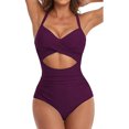 thumbnail image 1 of Innerwin Swimwear Gradient Women Bathing Suits Surfing Long Sleeve Backless One Piece Swimsuit Fuchsia S, 1 of 4