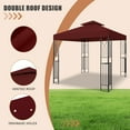 thumbnail image 2 of 8x8 Outdoor Gazebo Tent with Corner Shelves, Double Roof Patio Paviloin with Soft Fabric Top, Outdoor Sunshelter for Backyard Patio Garden Lawn, Brown, 2 of 16