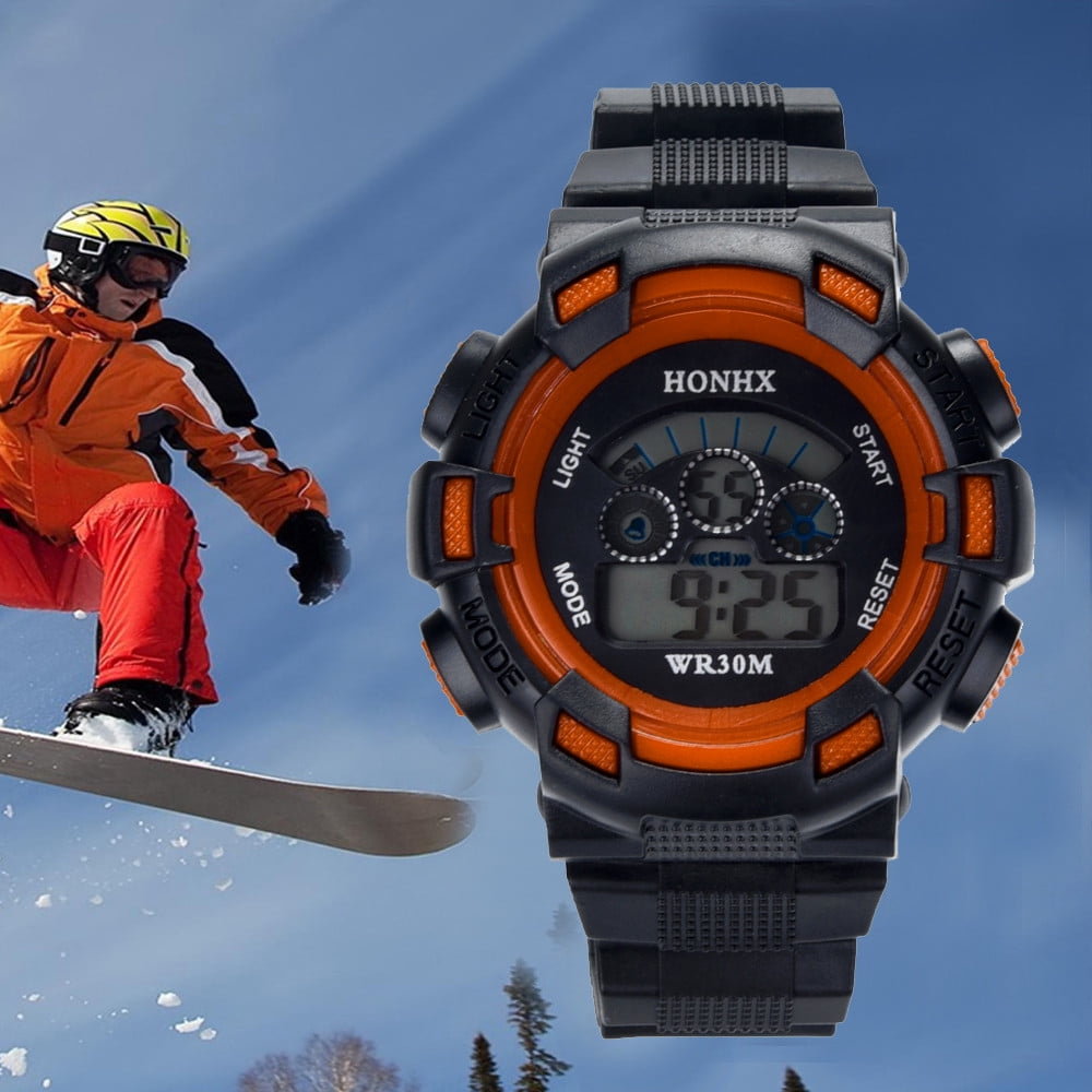 Waterproof Children Boys Digital LED Sports Watch Kids Alarm Date