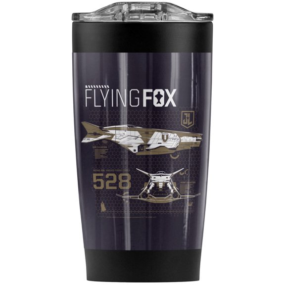 Justice League Movie Flying Fox Stainless Steel Tumbler 20 oz Coffee Travel Mug/Cup, Vacuum Insulated & Double Wall with Leakproof Sliding Lid | Great for Hot Drinks and Cold Beverages
