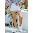 thumbnail image 5 of ONLYSHE Front 4 Zipper Women Casual High Waisted Denim Shorts Frayed Raw Hem Ripped Jeans Shorts, 5 of 6