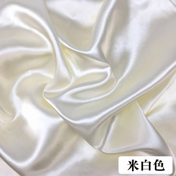 XmhyTop-A Beige White Satin Fabric 100*150cm 1 Piece Polyester Wedding Fabric for Dresses, DIY Fabric for Crafts, Craft Fabric for Sewing Soft Satin Ideal for Bridal Gowns Handmade Projects