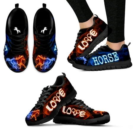 

Horse Design Brand Fahion Sneakers Watercolor Design Heart Shoes Black Lightweight Outdoor Shoes Casual Sneakers