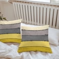 thumbnail image 6 of Throw Pillow Covers 24x24 Inch Set of 2, Yellow Grey Waterproof Outdoor Pillow Covers, Vintage Stripe Farmhouse Wood Grain Ombre Decorative Cushion Pillowcases for Couch, Sofa, Bed, Garden, Patio, 6 of 9
