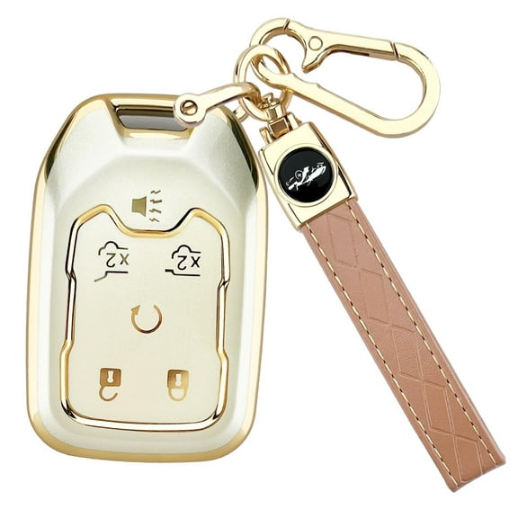 Flexible 6-Button TPU Key Fob Protector for 2015-2025 Chevy Suburban Tahoe GMC Sierra 1500 2500HD 3500HD Models Shockproof Smart Remote Control Cover Case with Keychain